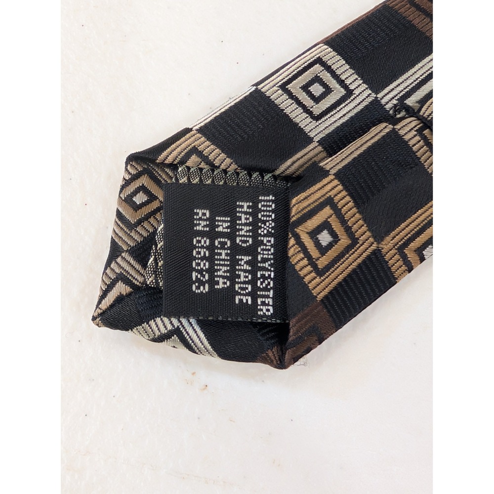 Colours by Alexander Julian Mens Necktie Squares Brown Black Pattern‎ 57" 3.25" - Picture 3 of 3